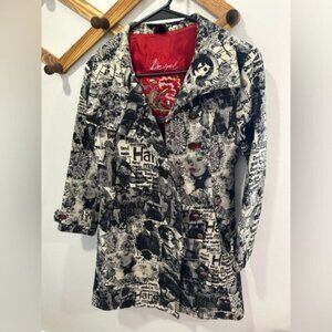 RARE - VINTAGE Desigual Black and White Graphic Women's Coat